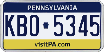 PA license plate KBO5345