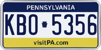 PA license plate KBO5356