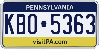 PA license plate KBO5363