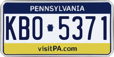 PA license plate KBO5371
