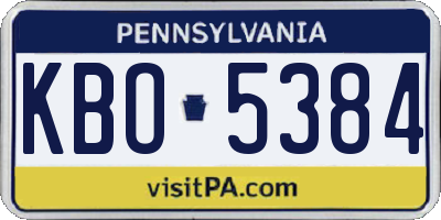 PA license plate KBO5384