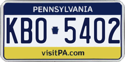 PA license plate KBO5402
