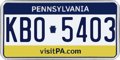 PA license plate KBO5403