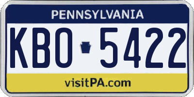 PA license plate KBO5422
