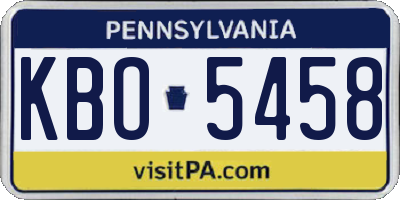 PA license plate KBO5458