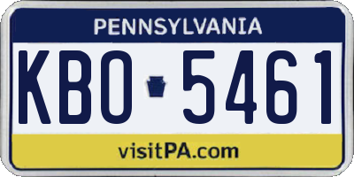 PA license plate KBO5461