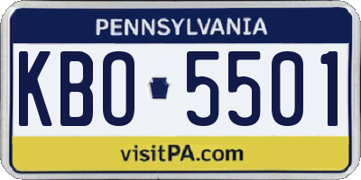 PA license plate KBO5501