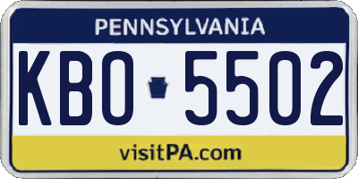PA license plate KBO5502