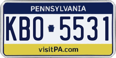 PA license plate KBO5531