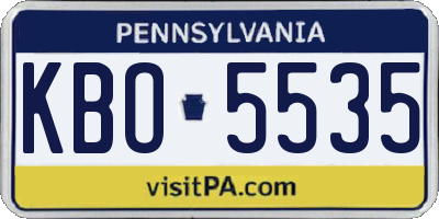 PA license plate KBO5535