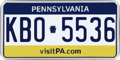 PA license plate KBO5536