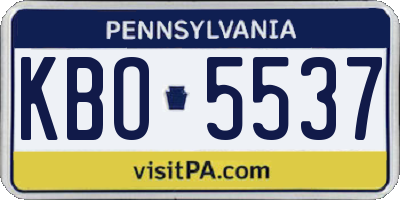 PA license plate KBO5537