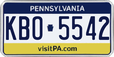 PA license plate KBO5542