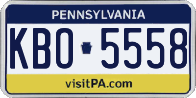 PA license plate KBO5558