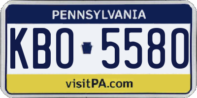 PA license plate KBO5580