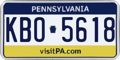 PA license plate KBO5618