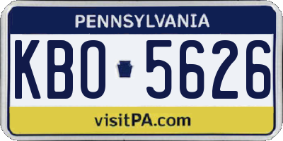 PA license plate KBO5626