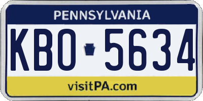 PA license plate KBO5634