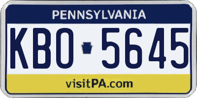 PA license plate KBO5645