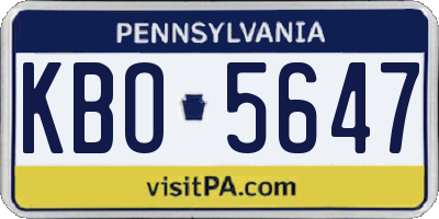 PA license plate KBO5647