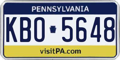 PA license plate KBO5648