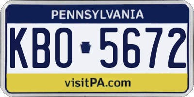 PA license plate KBO5672