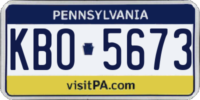 PA license plate KBO5673