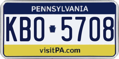 PA license plate KBO5708