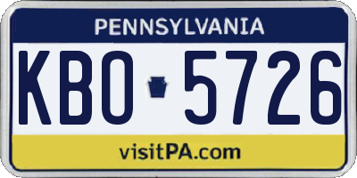 PA license plate KBO5726