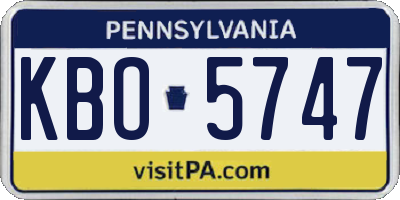 PA license plate KBO5747