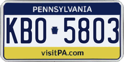 PA license plate KBO5803