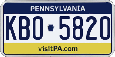 PA license plate KBO5820