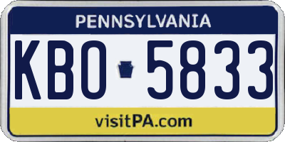 PA license plate KBO5833
