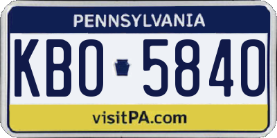 PA license plate KBO5840