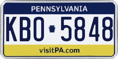 PA license plate KBO5848