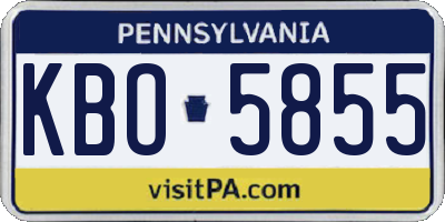 PA license plate KBO5855
