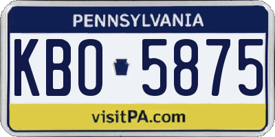 PA license plate KBO5875