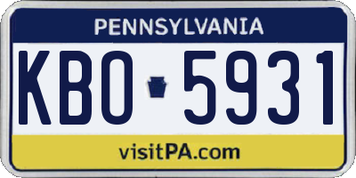PA license plate KBO5931