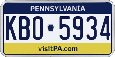 PA license plate KBO5934