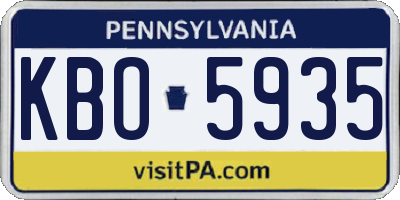PA license plate KBO5935