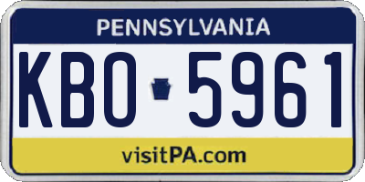 PA license plate KBO5961