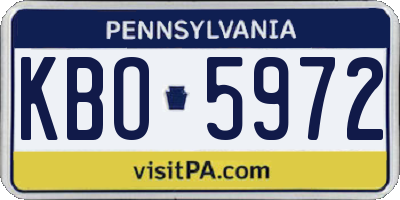 PA license plate KBO5972