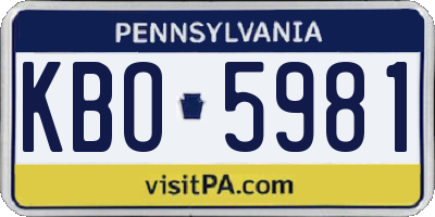 PA license plate KBO5981