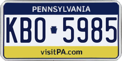 PA license plate KBO5985