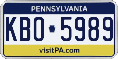 PA license plate KBO5989