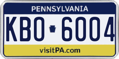 PA license plate KBO6004