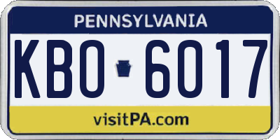 PA license plate KBO6017