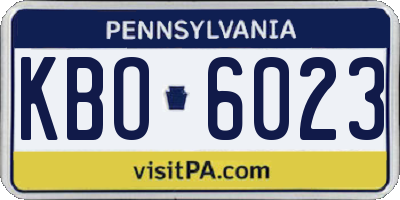 PA license plate KBO6023