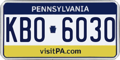 PA license plate KBO6030