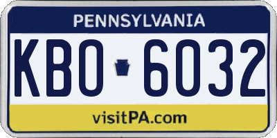 PA license plate KBO6032